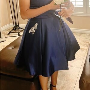 Blue Evening Women's Dress with Rhinestone pockets, Size Small